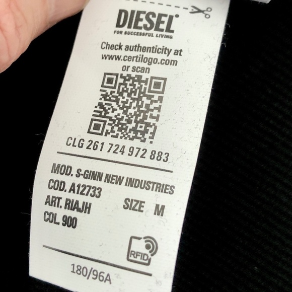 Diesel S-Ginn New Industries Logo Mens Crew Neck Sweatshirt Pullover M Black New - Picture 13 of 13